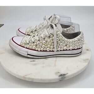Custom Pearl Converse All Star Low Tops -